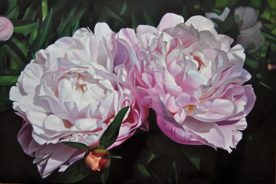 Peony painting, Hyperrealism art