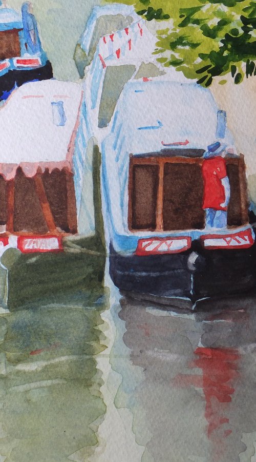 Barges gathering on Basingstoke Canal by David Harmer