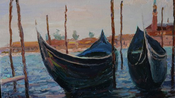 Boats In Venice - Venice painting