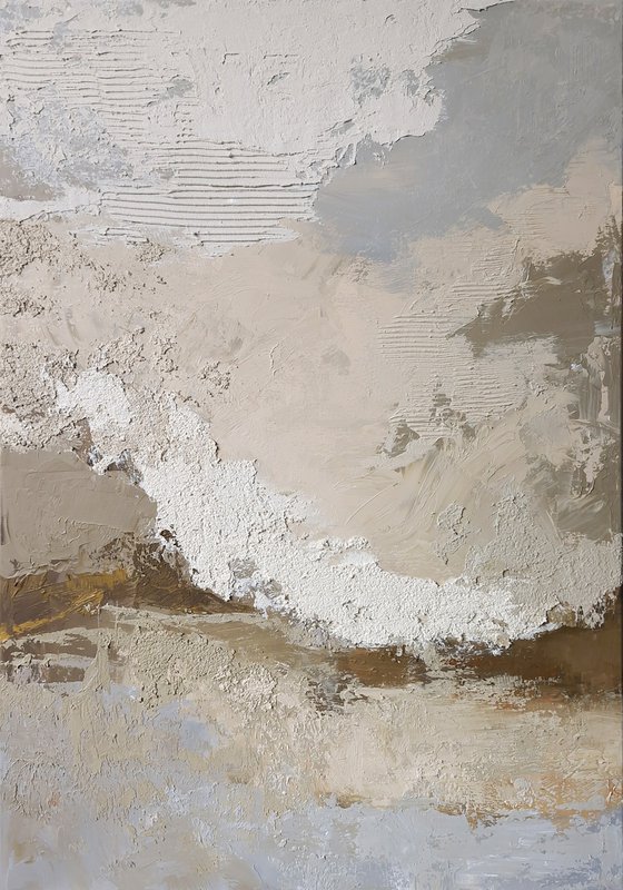 "Fjord 2" Abstract blue brown textured art