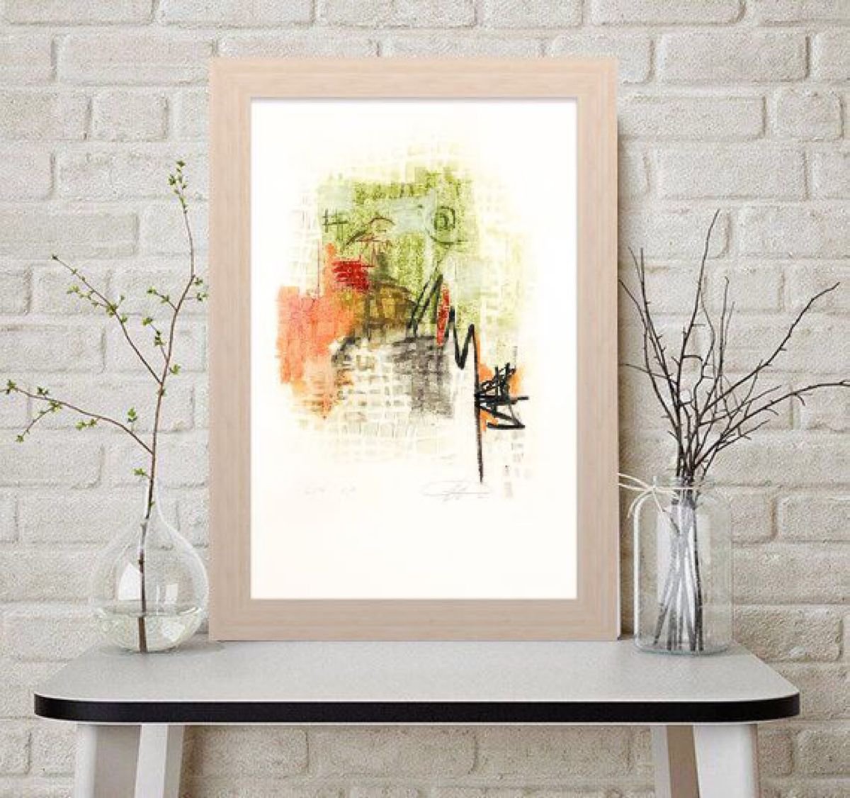 Expressive Abstract Pastel Drawing By Roberta Cervelli, 17 X 24", Network # 5, Original Artwork