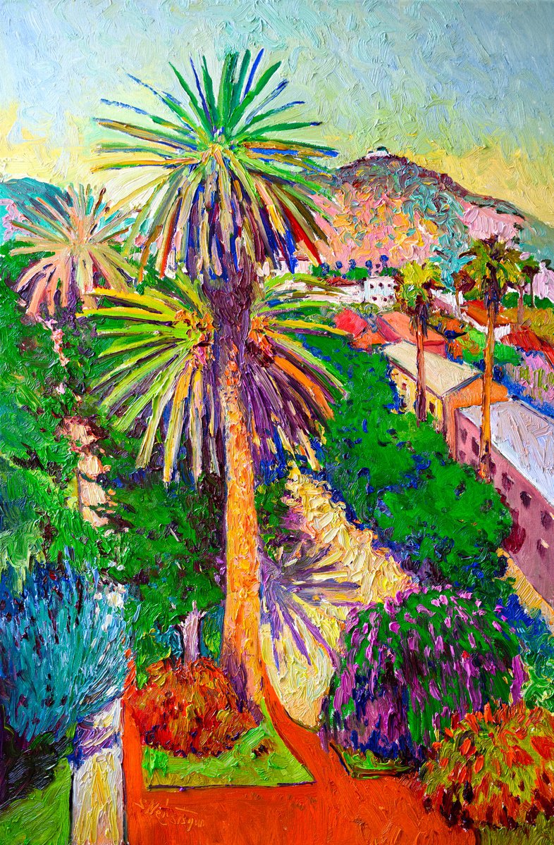 Expressive Landscape Oil Painting By Suren Nersisyan, 24 X 36", Landscape, Los Angeles, Original Artwork