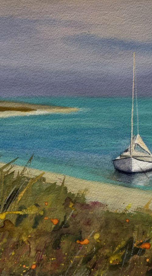 NZ lone boat by Shelly Du