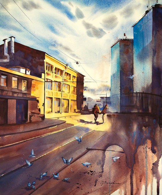 Autumn. Golden light - urban art, cityscape