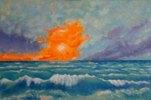 Sunset on Sea Shore by Juri Semjonov