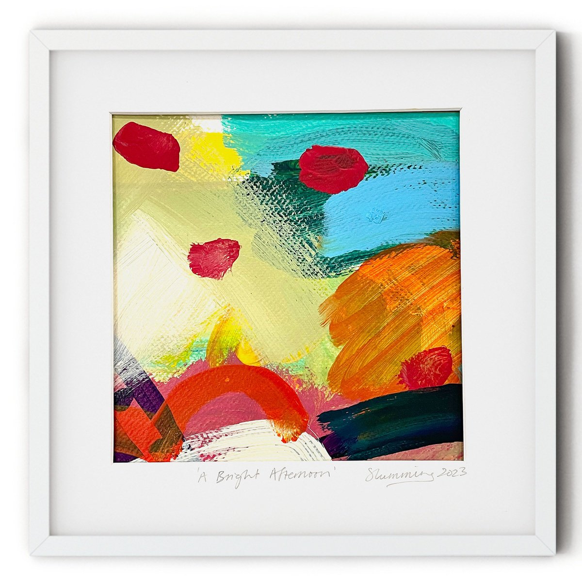 Expressive Abstract Acrylic Painting By Suzie Cumming, 10 X 10", A Bright Afternoon, Original Artwork