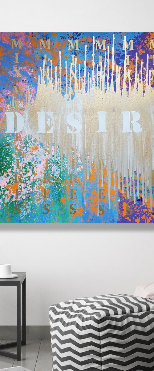 Abstraction painting MIX MY DDESIRES / Original artwork / 120x100 cm / FREE SHIPPING by Larissa Uvarova