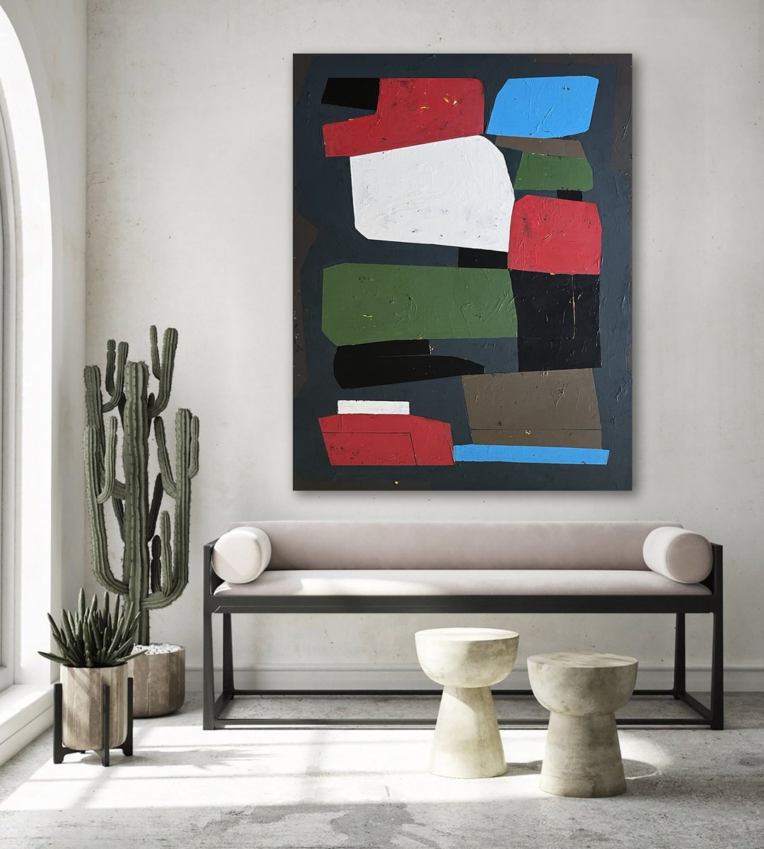 Geometric Abstract Acrylic Painting By Nick Molloy, 47 X 63", Abstract #108, Original Artwork