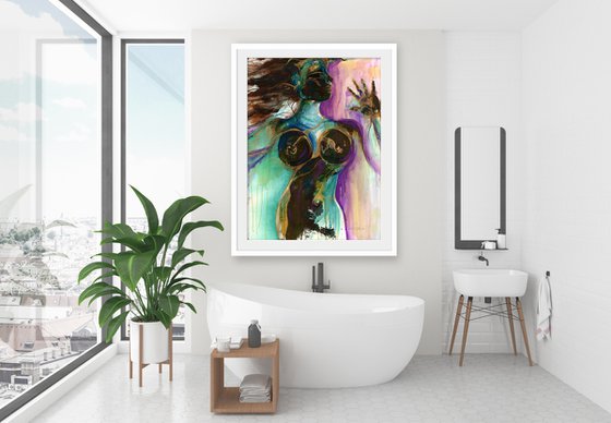 Earth Goddess -  Large Abstract Nude Painting  by Kathy Morton Stanion