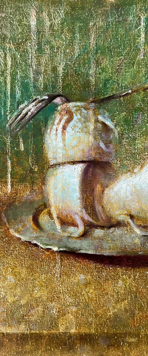 Porcelain Cups and Forks by Yulia Odukalets