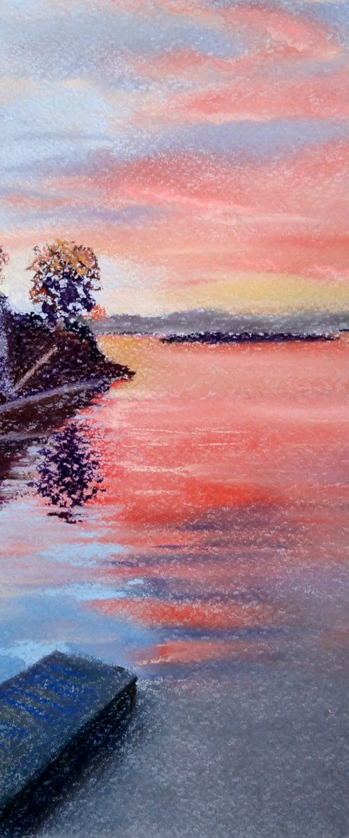 A crimson sunset on the island by Liubov Samoilova