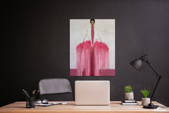 Girl with Flowers III (Pink & White)