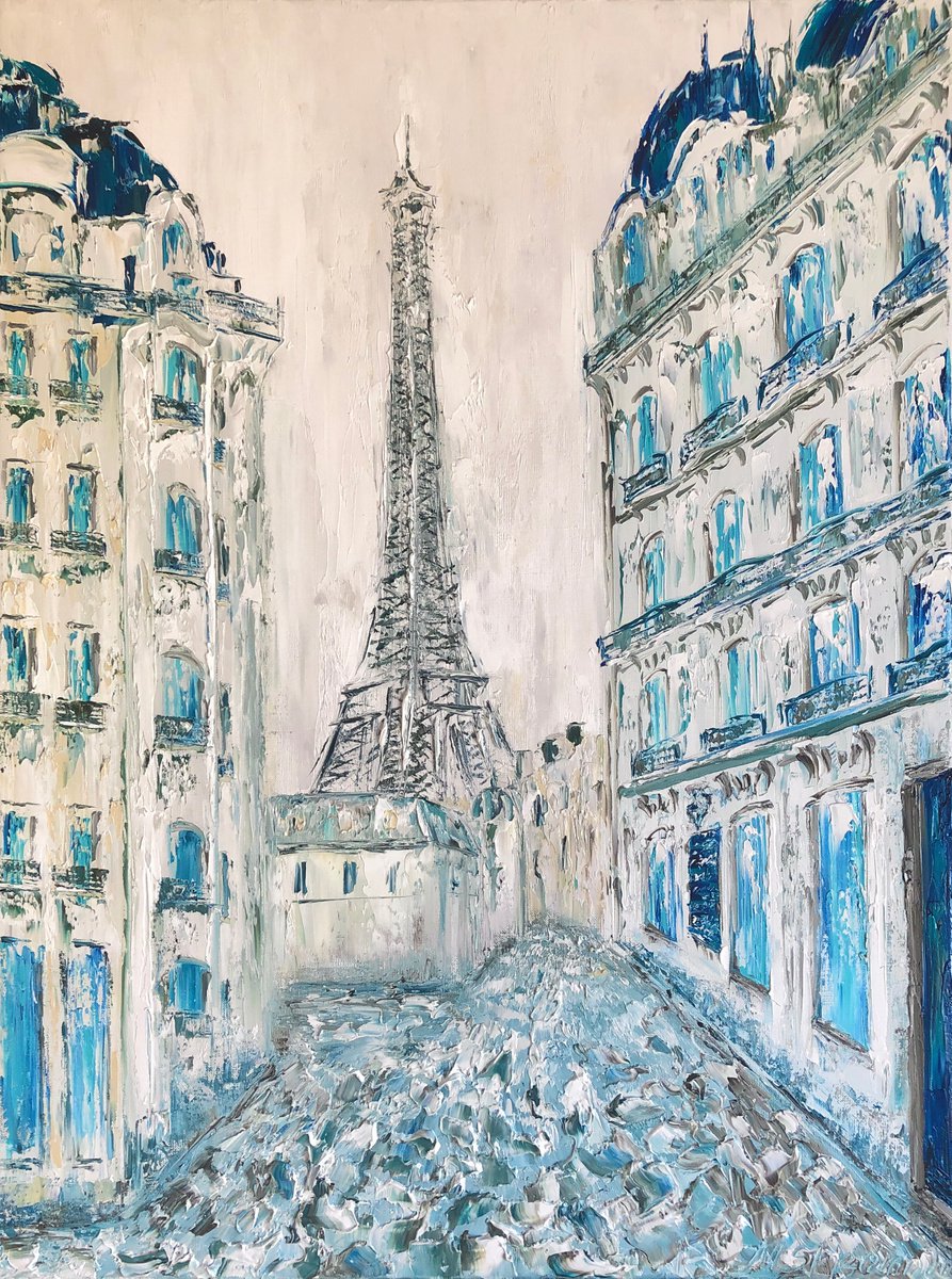 OLD PARIS - Eiffel Tower. Blue gamma. Old town. Perspective. Paris. Street. Urban landscap... by Marina Skromova