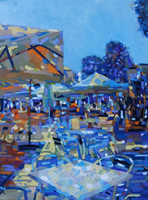 Cafe, Gozo, oil painting
