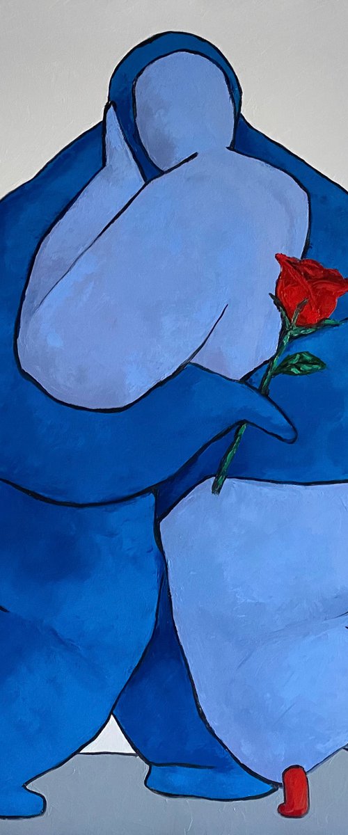 Lovers dancing cheek to cheek by Ta Byrne