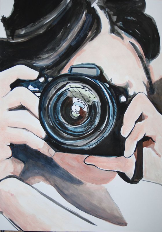 Girl with camera  # 11 / 70 x 49.5 cm