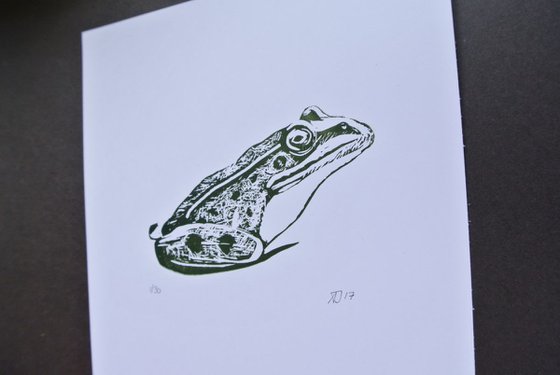Frog Linoprint,  Print on Paper