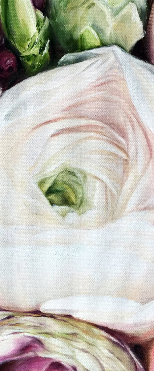 Oil painting with flower "Talent" 30 * 30 cm by Irina Ivlieva