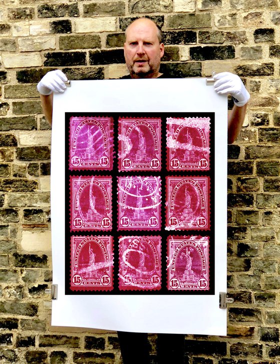 Heidler & Heeps American Stamp Collection 'Liberty' Magenta Mosaic