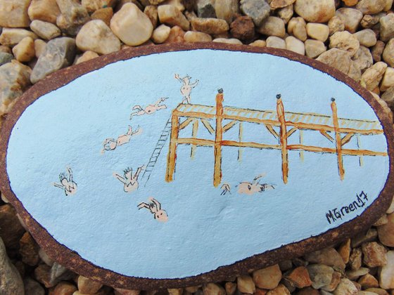 Beach Pebble Art - Nude Swimmers