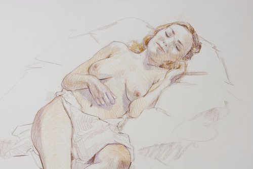 classical nude study with drapery by Olivier Payeur