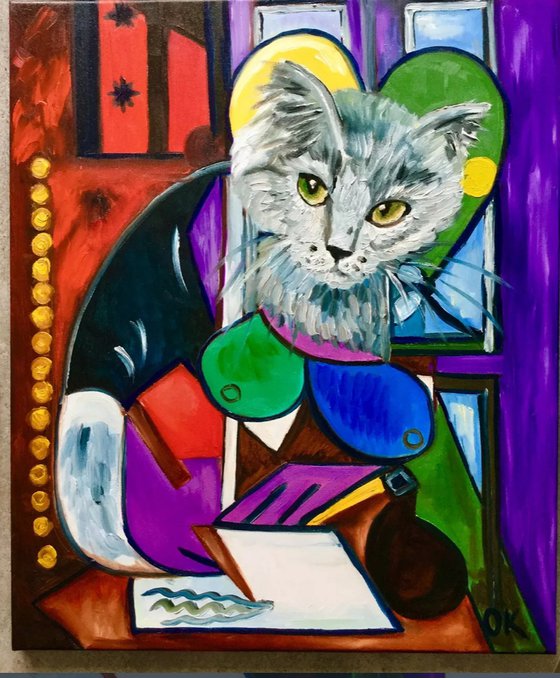 Cat writing a letter picasso