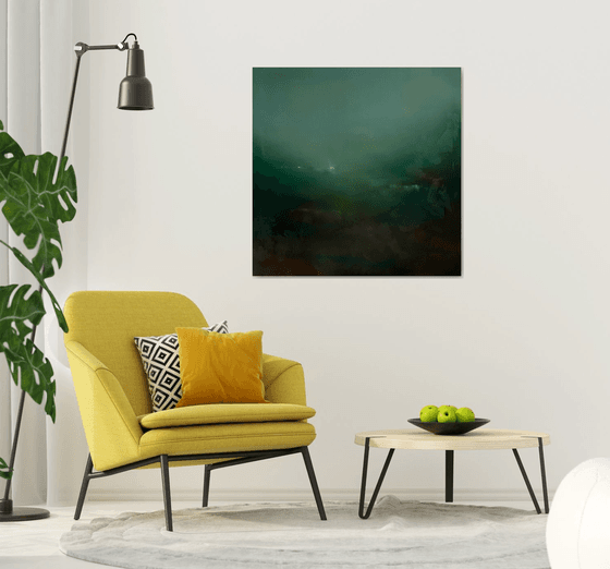 Emerald valley 110x110 cm oil painting by Elena Troyanskaya