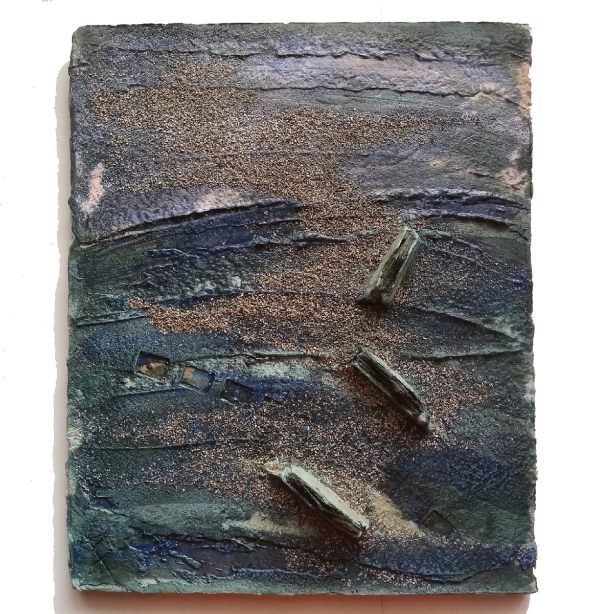 Impressionistic Landscape Relief By Rossitza Trendafilova, 10 X 13", "Moonlight Haze", Original Artwork