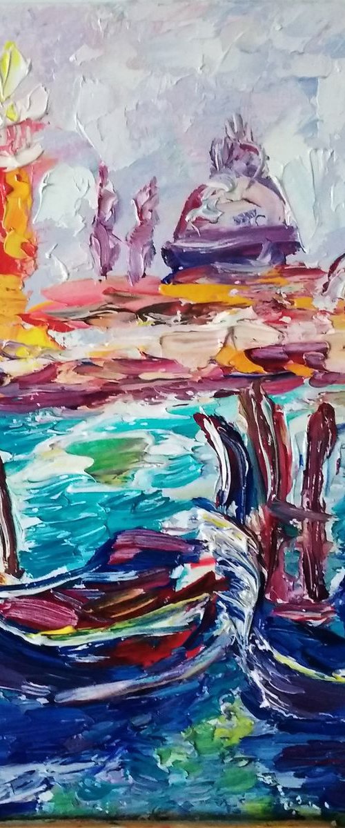 Gondolas in Venice by Oksana Fedorova