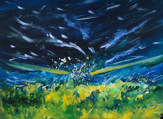 Set of 3 Hand-Painted Wood Panels