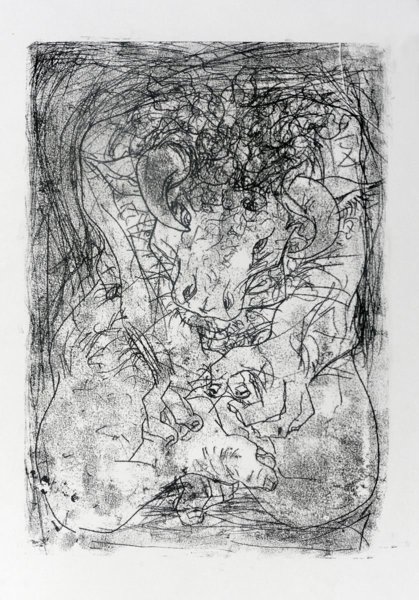 Illustrative Abstract Limited Edition Print By John Sharp, 14 X 19, Minotaur No.1, Original Artwork