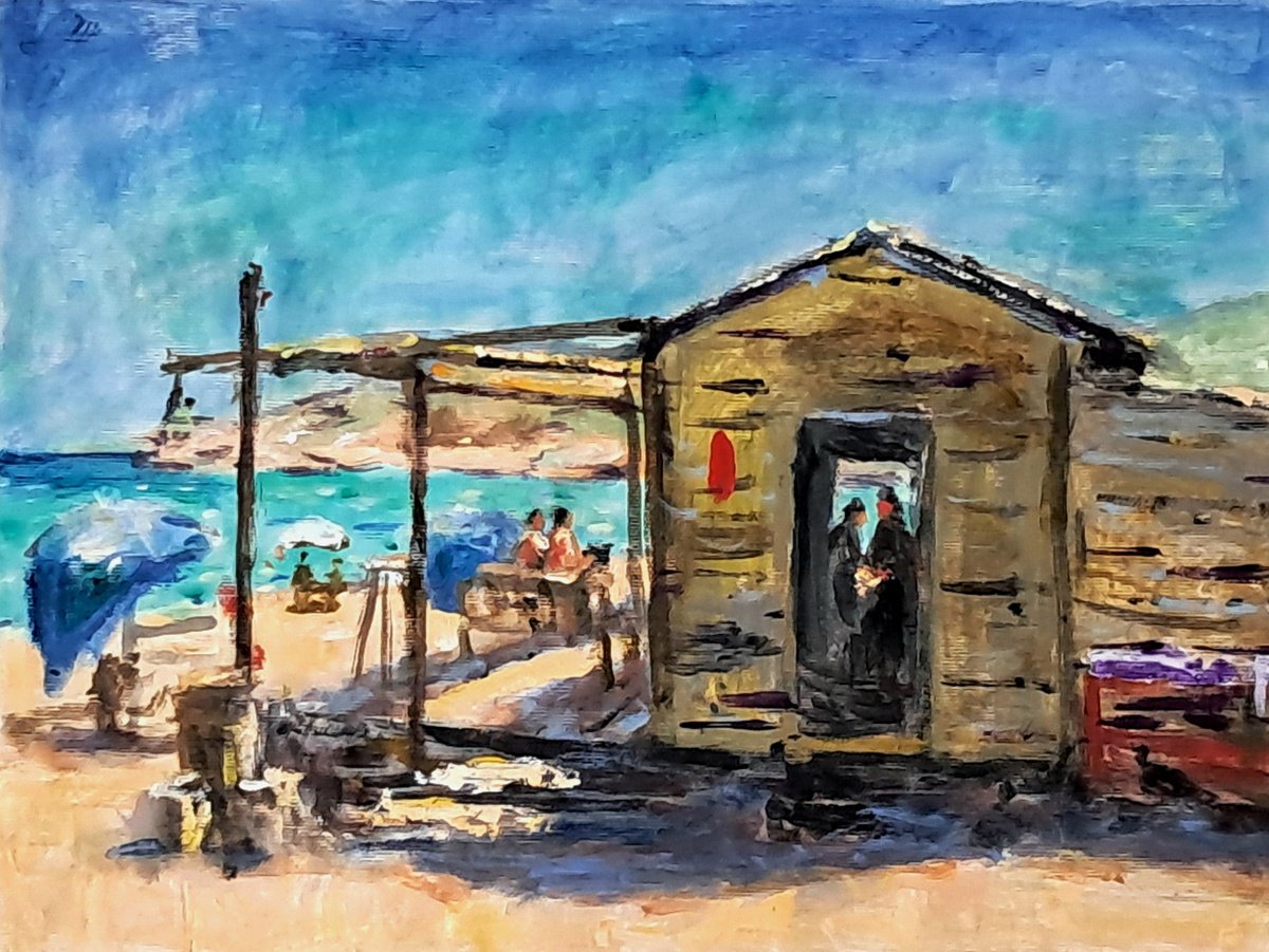  The Beach Bar By Dimitris Voyiazoglou, 20 X 17, Artwork For Sale On Artfinder