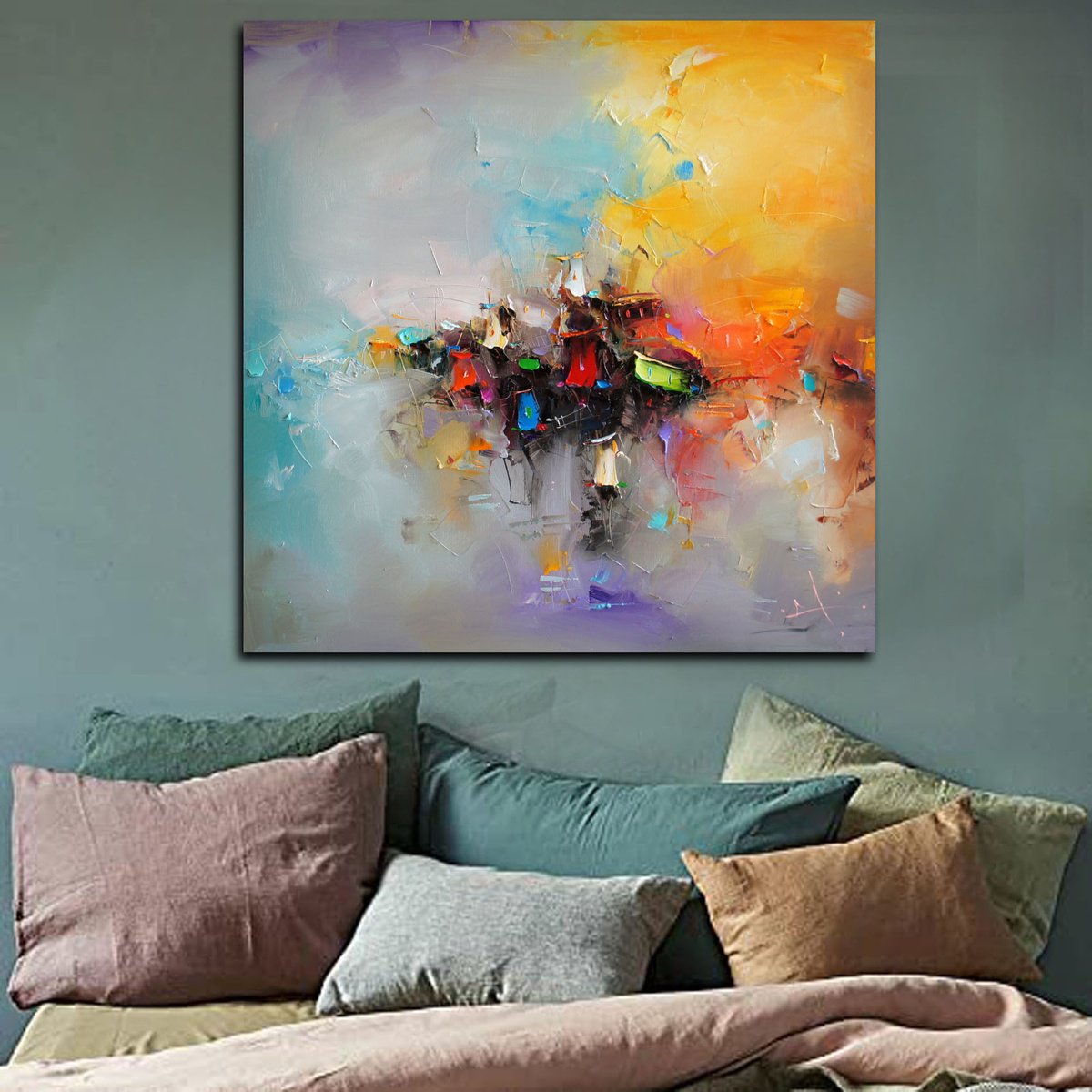 Expressive Landscape Oil Painting By Stanislav Lazarov, 39 X 39", The Lost World, Original Artwork