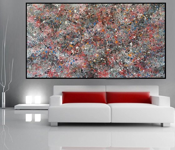 Modern Jackson Pollock style acrylic on canvas by M.Y.