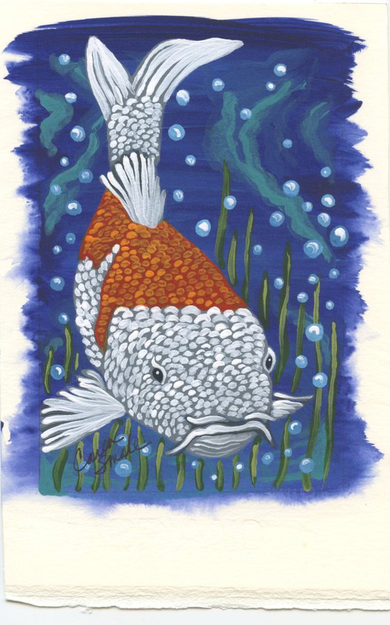 Original Miniature Painting Koi Goldfish Pond Art-Carla Smale