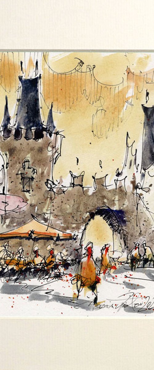 Prague Urban Sketch Watercolor by Marin Victor