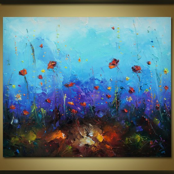 Colors in the field, Floral Painting, free shipping