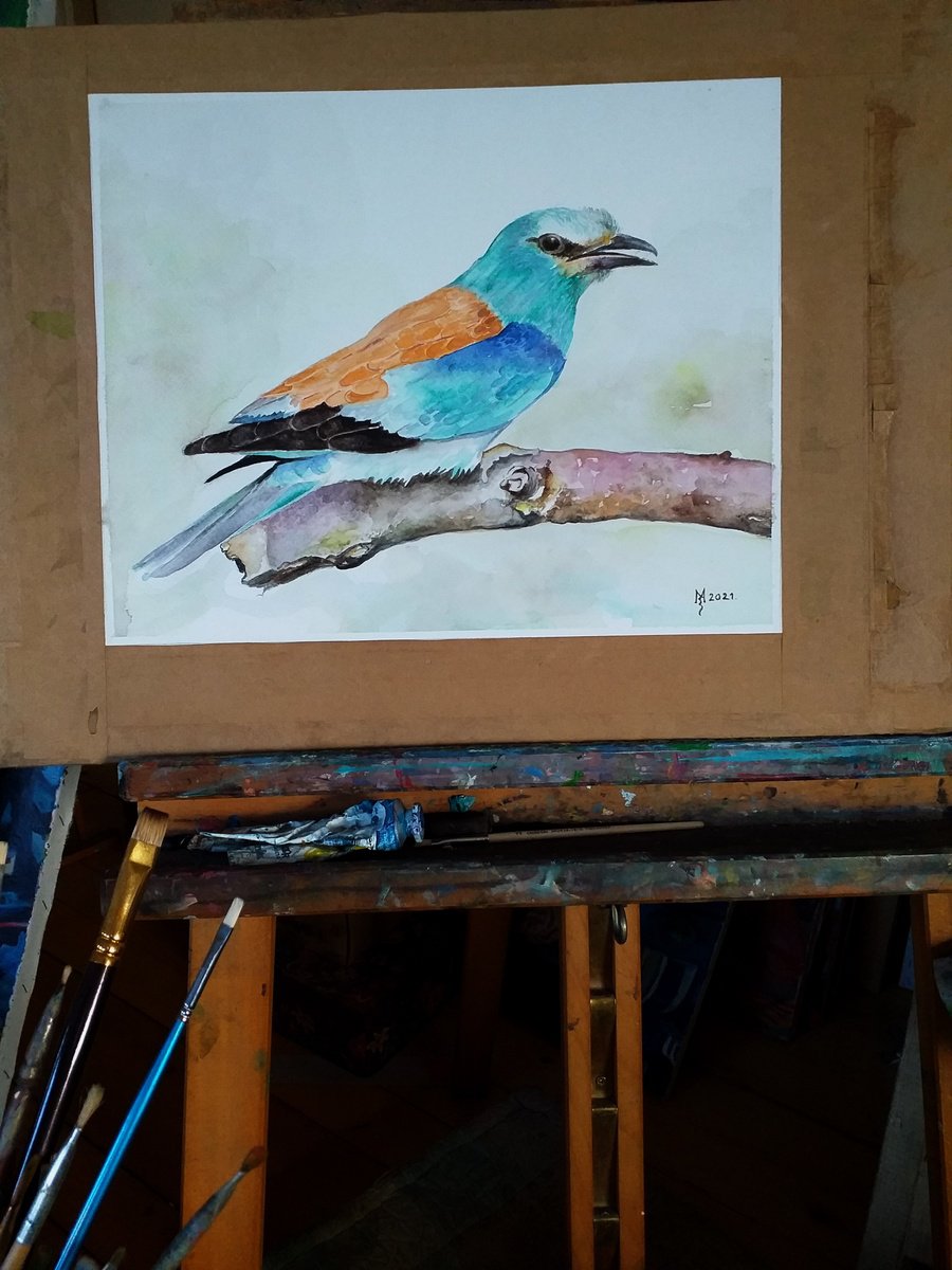 Impressionistic Animal Watercolour By Zoran Mihajlovic Muza, 13 X 11", Bird, Original Artwork