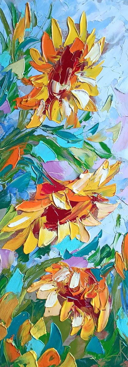 Sunflowers - painting sunflowers, oil painting, flower, sunflowers painting original, oil... by Anastasia Kozorez
