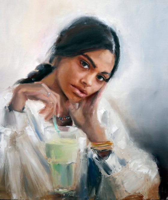 Oil Portrait painting of woman Original on Canvas