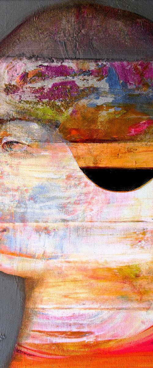 Portrait of a man on the wounded canvas. by Victor Tkachenko