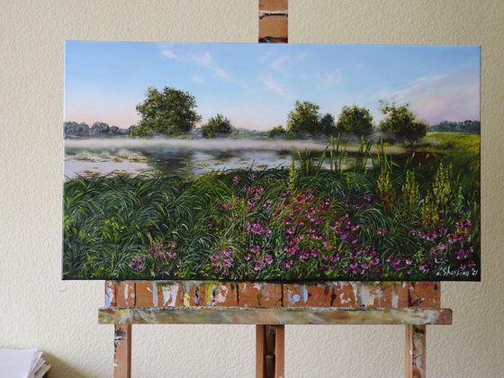 Mist Landscape Meadow Painting