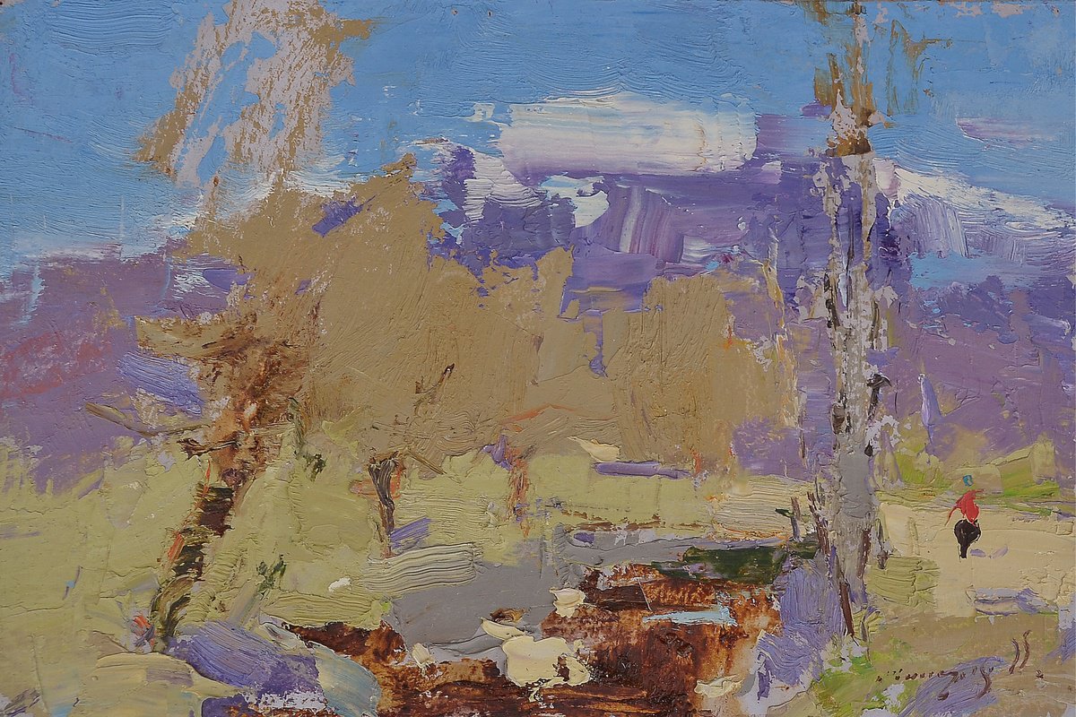 Impressionistic Landscape Oil Painting By Alexander Shandor, 13 X 9, Spring Etude, Original Artwork