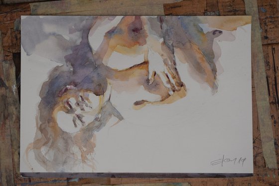 Nude in grey  and orange