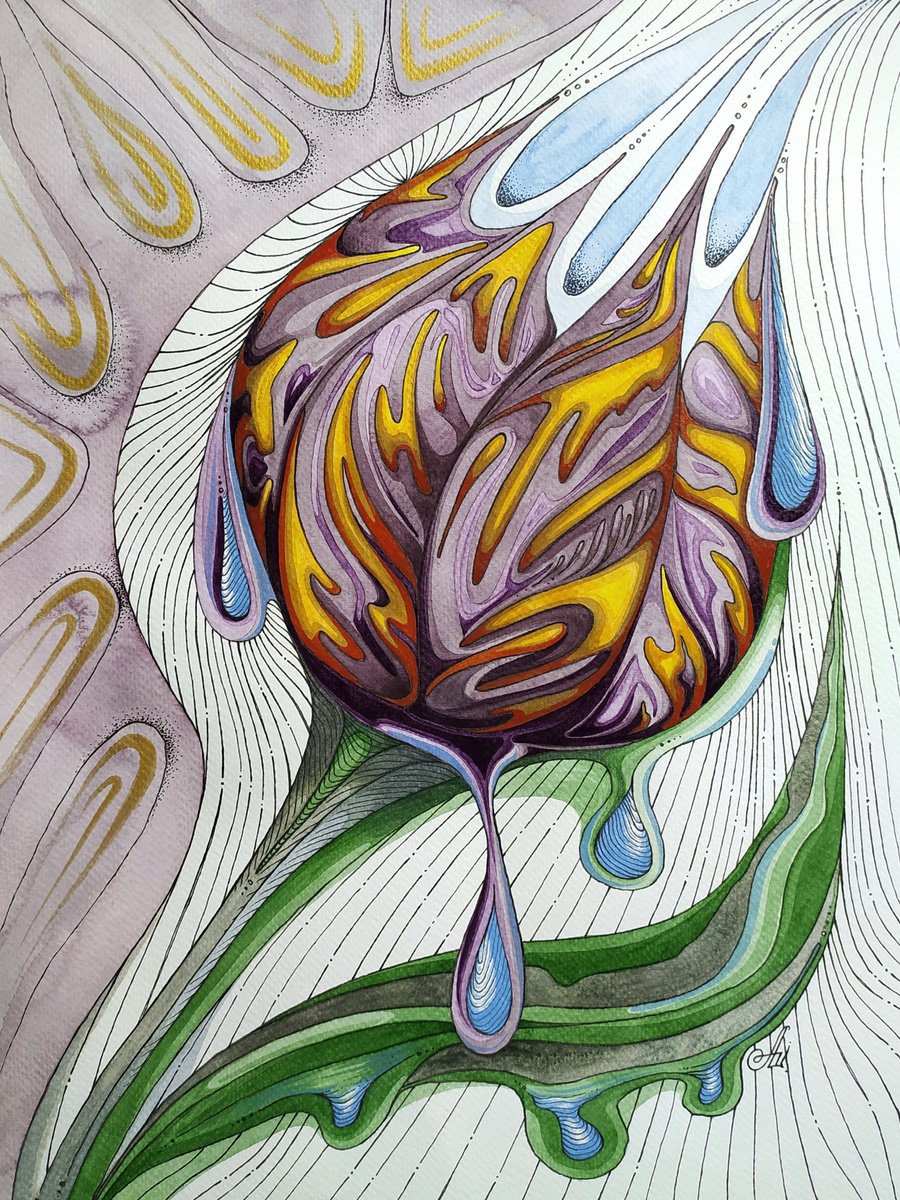 Botanical Painting By Anna Shabalova, 12 X 16, Flower Of Emotions ~1~, Original Artwork