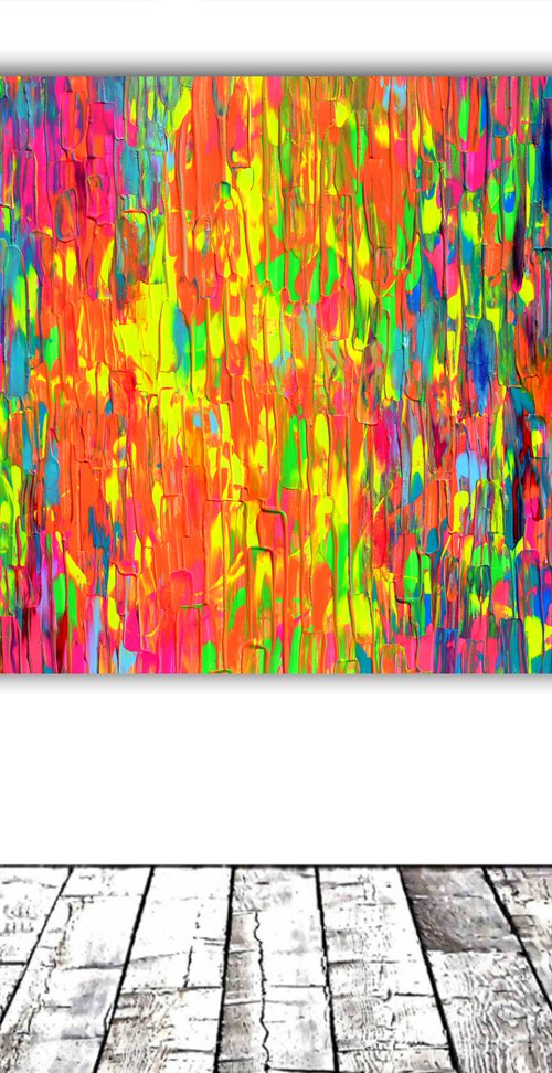 55x31.5'' Large Ready to Hang Colourful Modern Abstract Painting - XXXL Happy Gypsy Dance 14 by Soos Tiberiu