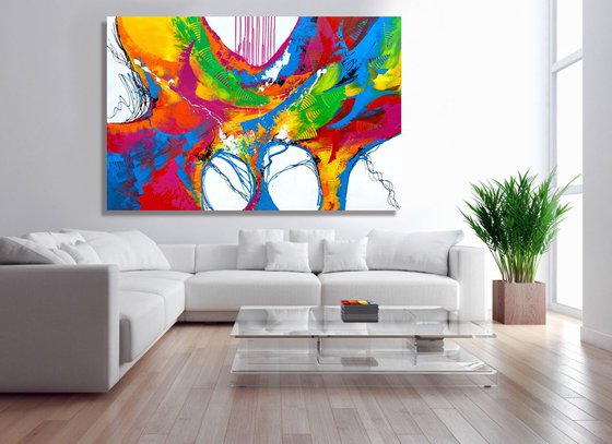 Live Your Life - XL LARGE,  COLORFUL,  ABSTRACT ART – EXPRESSIONS OF ENERGY AND LIGHT. READY TO HANG!