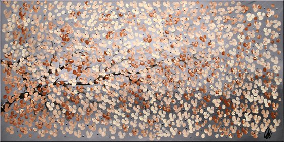 Caprice- acrylic abstract painting, cherry blossoms, nature painting, canvas wall art