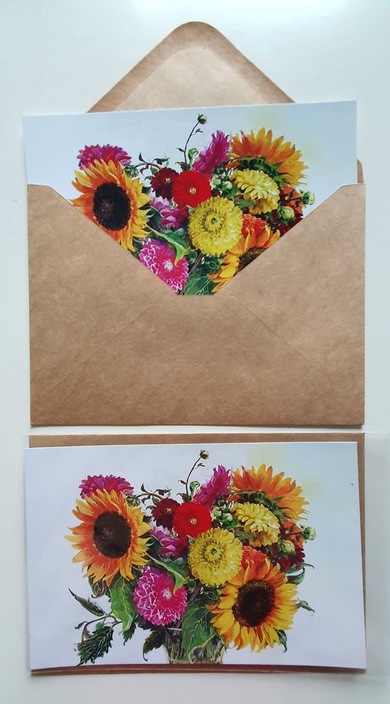 Autumn abundance of yellow and pink flowers