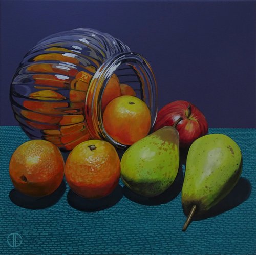 Still Life Mixed Fruit And Glass by Joseph Lynch